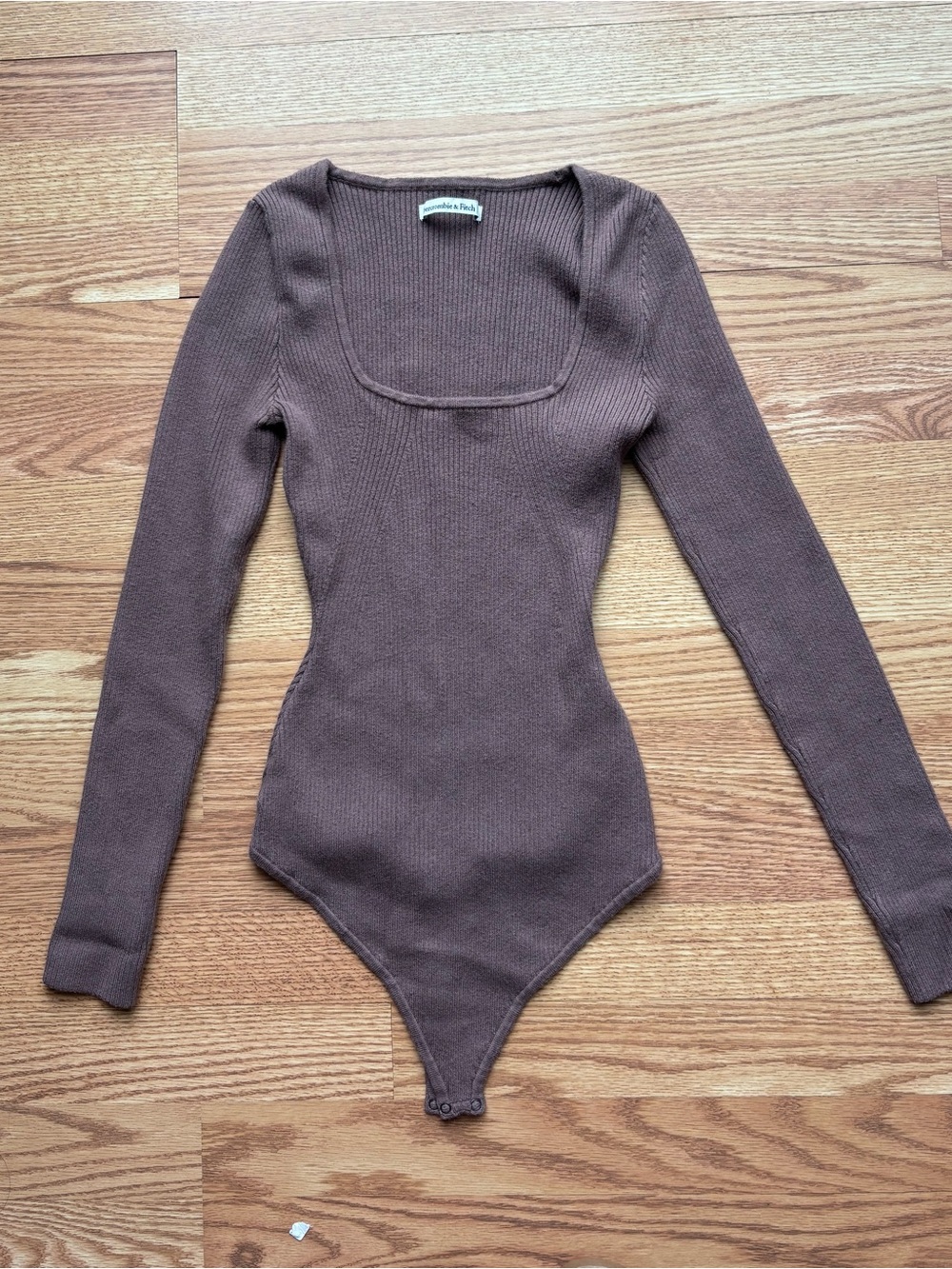 Abercrombie & Fitch Brown Ribbed Square-Neck Bodysuit